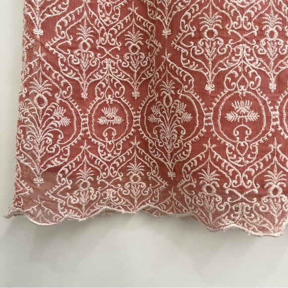 Sundance Embroidered Pink Short Sleeve Rose Palace Shift Dress Size Medium - Picture 6 of 11